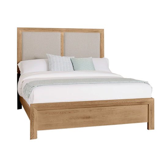 Custom Express - King Upholstered Bed - Pebble Grey / Clear Oak