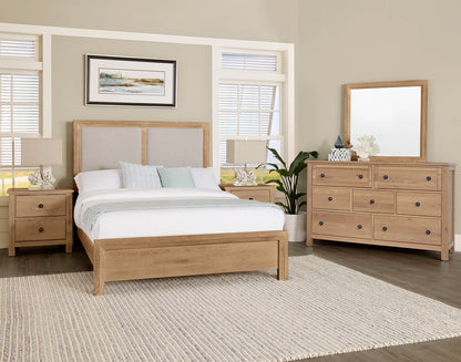 Custom Express - King Upholstered Bed - Pebble Grey / Clear Oak