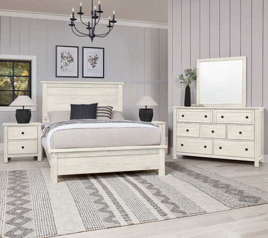 Custom Express - King Farmhouse Woden Bed - Weathered White