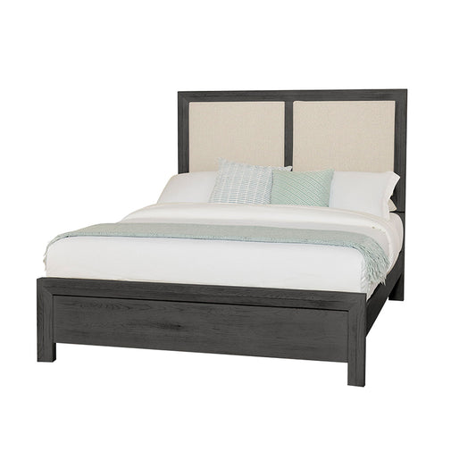 Custom Express - Queen Upholstered Wooden Bed - Linen / Graphite