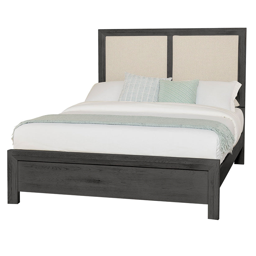 Custom Express - King Upholstered Wooden Bed - Linen / Graphite