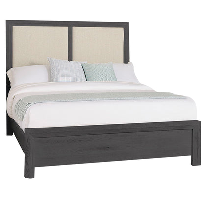 Custom Express - King Upholstered Wooden Bed - Pebble Grey / Graphite