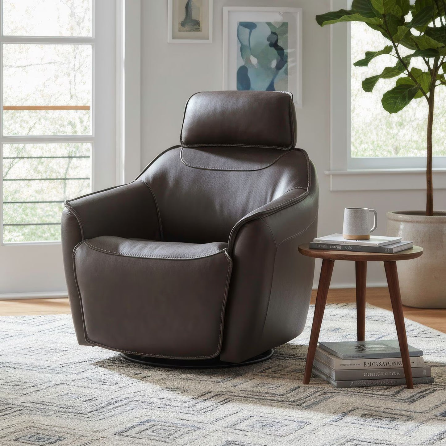 Darby - Swivel Accent Chair With Power Foot & Tilt - Kona Earth