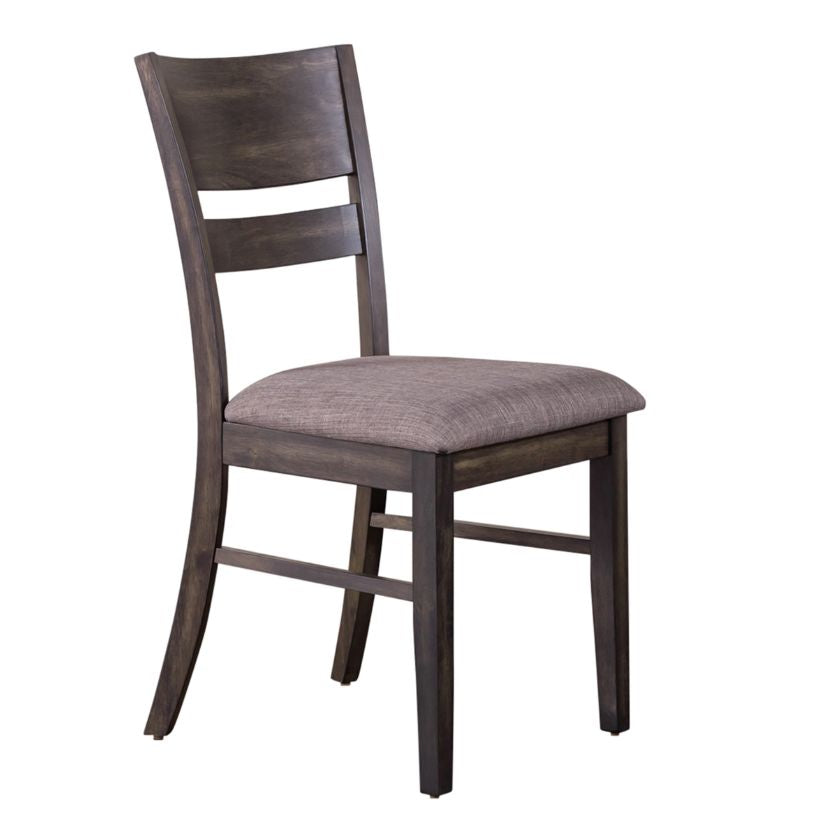 Anglewood - Slat Back Upholstered Side Chair - Dark Brown