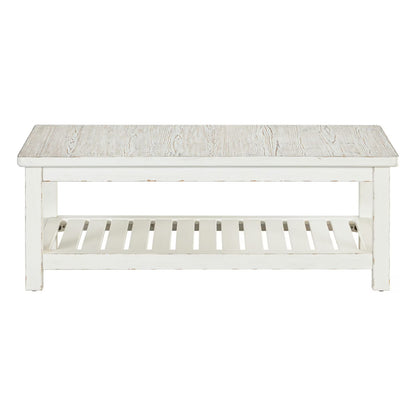 Backroads - Rectangular Cocktail Table - Weathered White & Parchment Brown