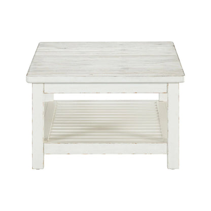 Backroads - Rectangular Cocktail Table - Weathered White & Parchment Brown