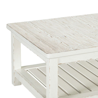 Backroads - Rectangular Cocktail Table - Weathered White & Parchment Brown