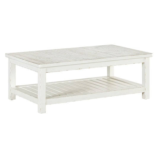 Backroads - Rectangular Cocktail Table - Weathered White & Parchment Brown