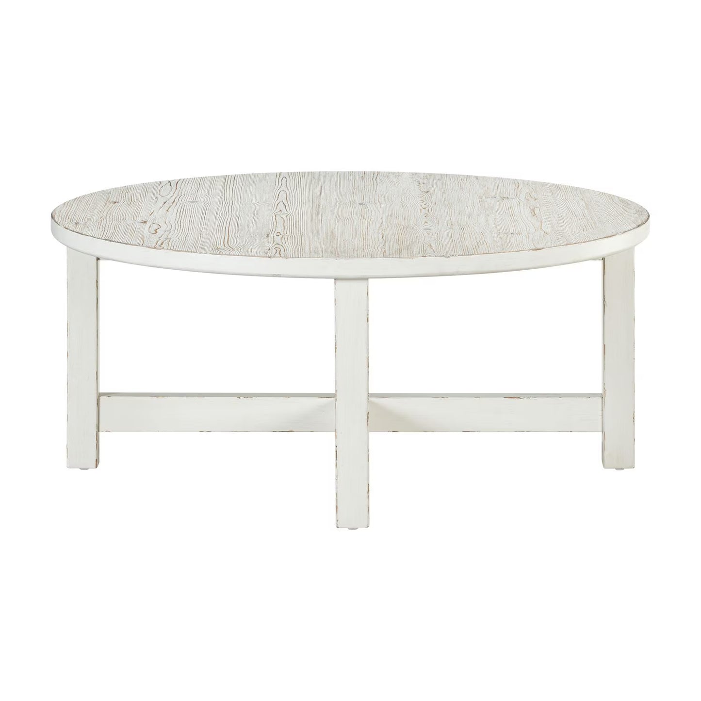 Backroads - Round Cocktail Table - Weathered White & Parchment Brown