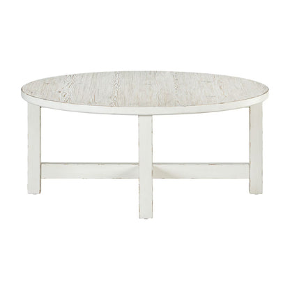 Backroads - Round Cocktail Table - Weathered White & Parchment Brown
