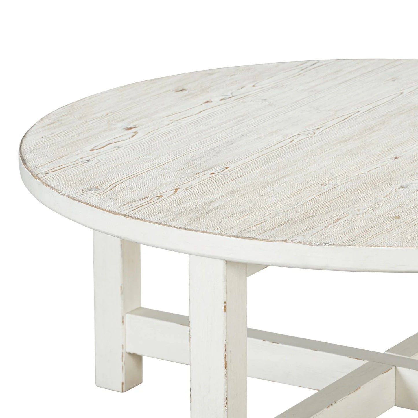 Backroads - Round Cocktail Table - Weathered White & Parchment Brown