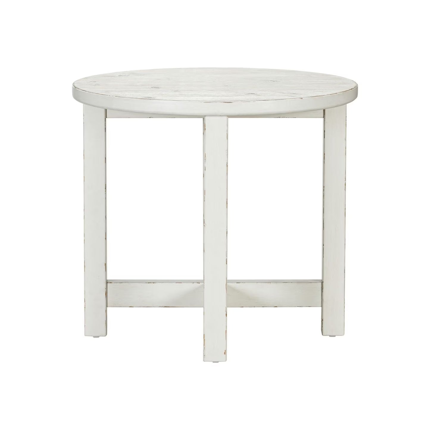 Backroads - Round End Table - Weathered White & Parchment Brown