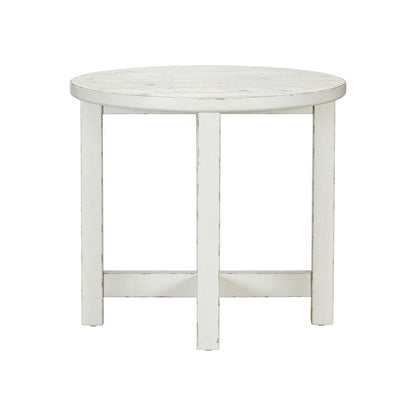 Backroads - Round End Table - Weathered White & Parchment Brown