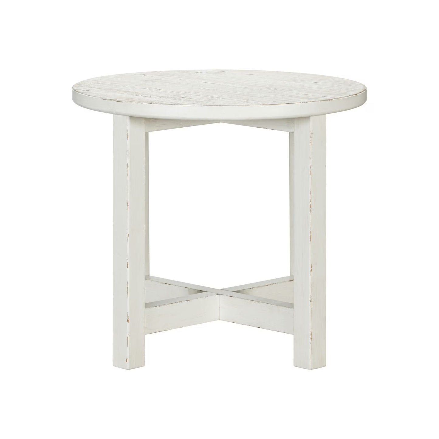 Backroads - Round End Table - Weathered White & Parchment Brown