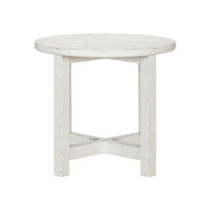 Backroads - Round End Table - Weathered White & Parchment Brown