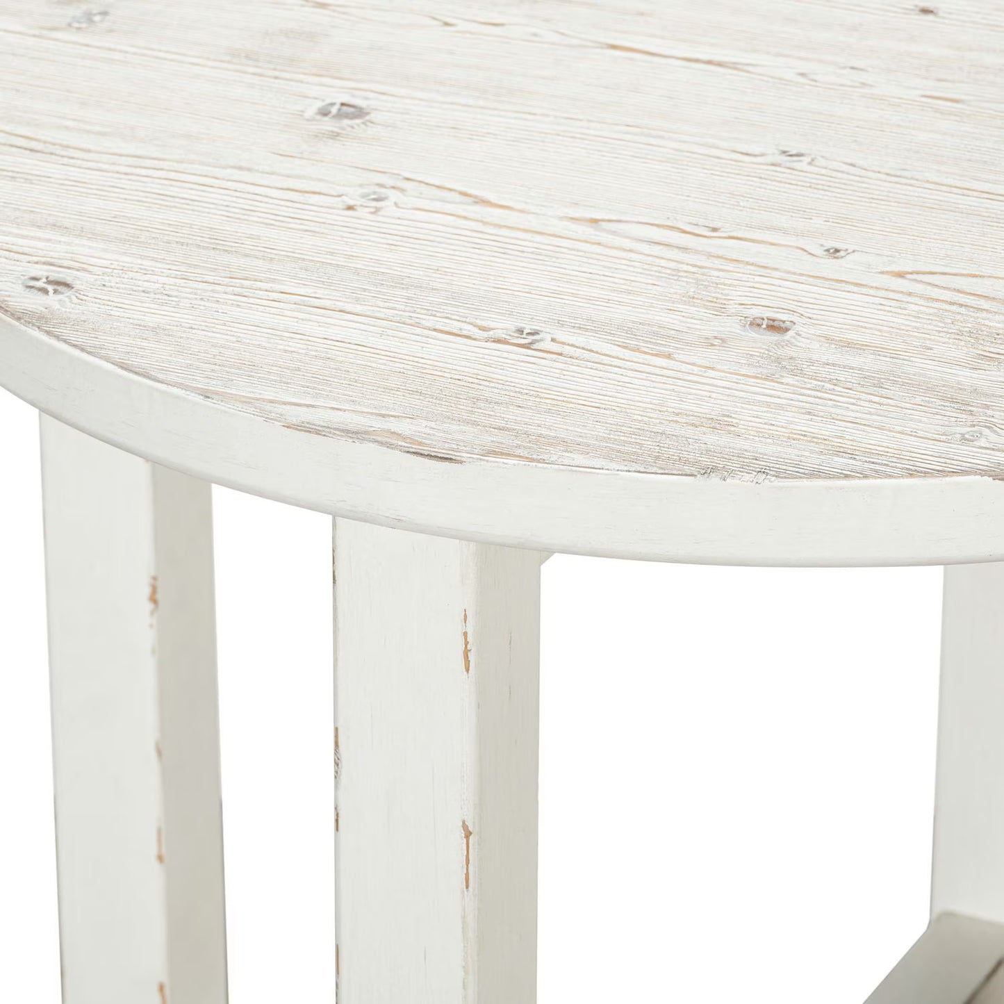 Backroads - Round End Table - Weathered White & Parchment Brown
