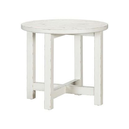 Backroads - Round End Table - Weathered White & Parchment Brown