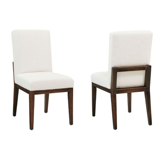 Crafted Cherry - Upholstered Side Chair White Fabric - Dark Cherry