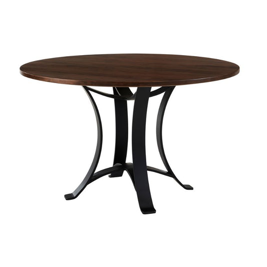 Crafted Cherry - 48" Round Dining Table With Metal Pedestal - Dark Cherry