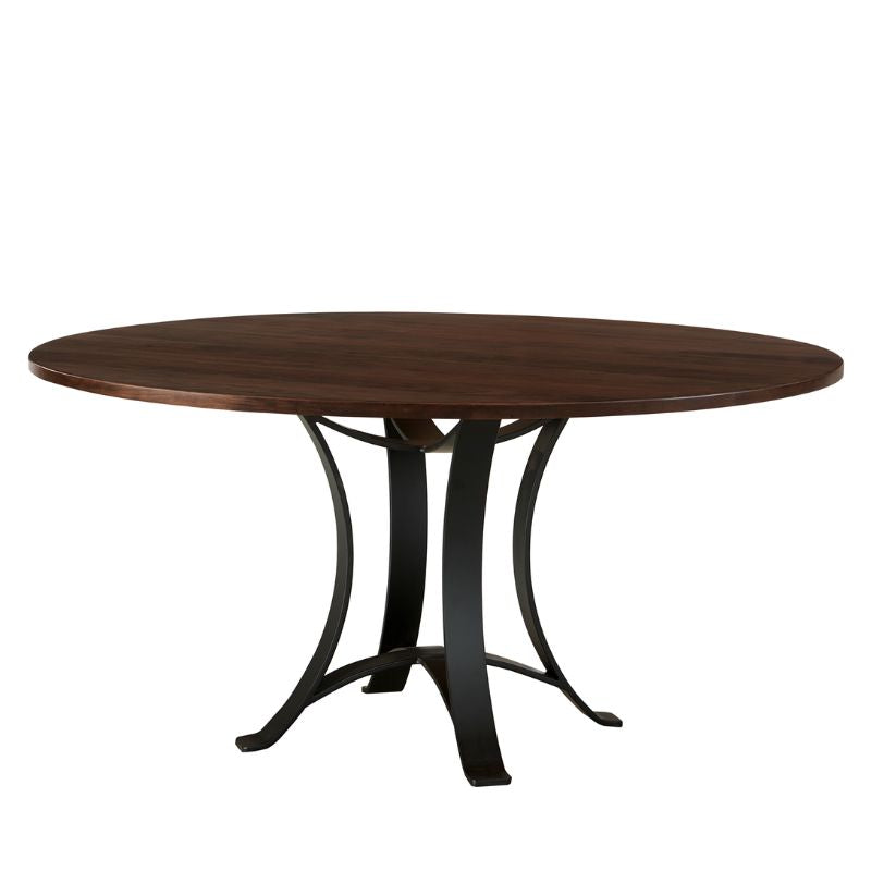 Crafted Cherry - 60" Round Dining Table With Metal Pedestal - Dark Cherry