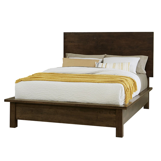 Crafted Cherry - Ben's Queen Plank Bed With Terrace Footboard - Dark Cherry