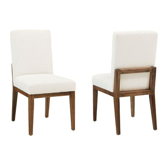 Crafted Cherry - Upholstered Side Chair White Fabric - Medium Cherry