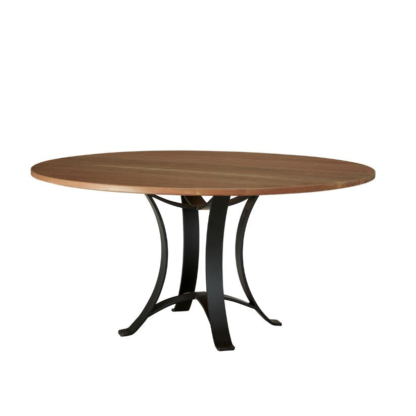 Crafted Cherry - 60" Round Dining Table With Metal Pedestal - Medium Cherry