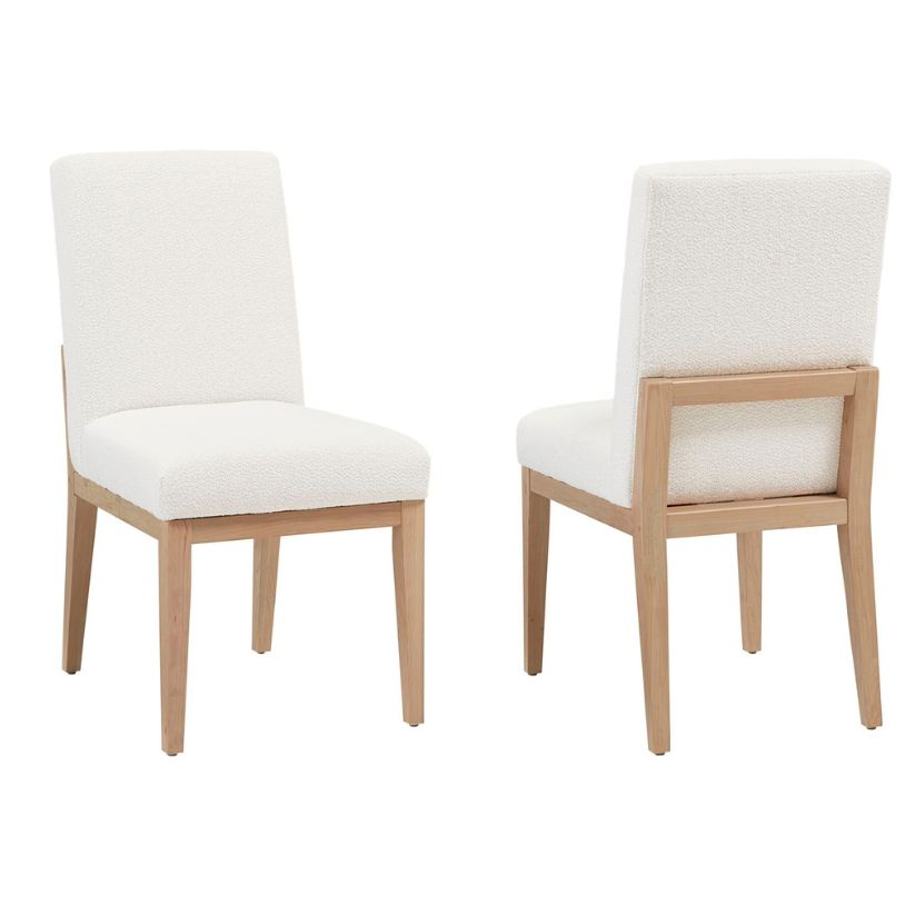 Crafted Cherry - Upholstered Side Chair White Fabric - Bleached Cherry