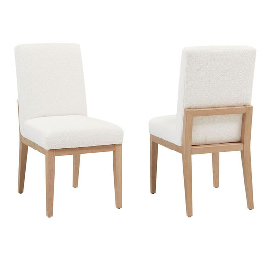 Crafted Cherry - Upholstered Side Chair White Fabric - Bleached Cherry