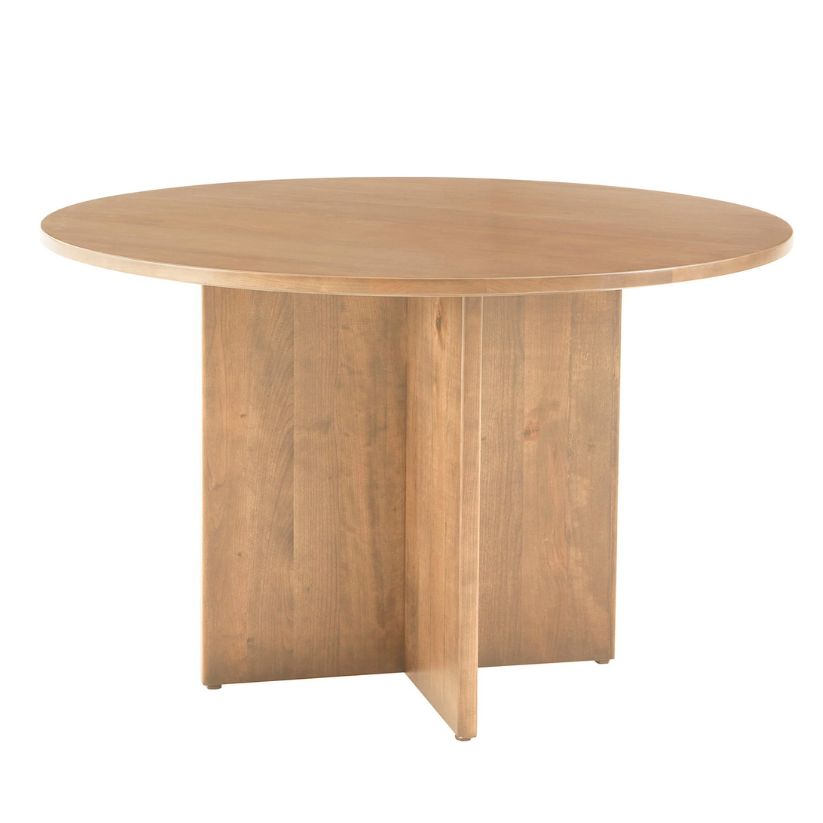 Crafted Cherry - 48" Round Dining Table With Wood Pedestal - Bleached Cherry