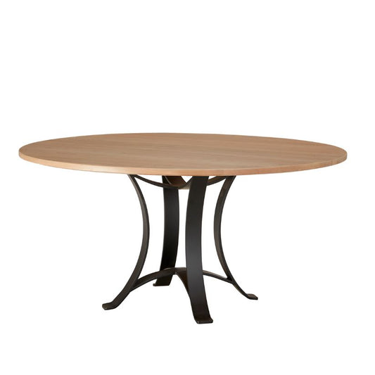 Crafted Cherry - 60" Round Dining Table With Metal Pedestal - Bleached Cherry