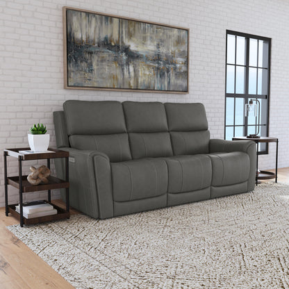 Flexsteel Carter Triple Power Reclining Sofa – Smoke Gray