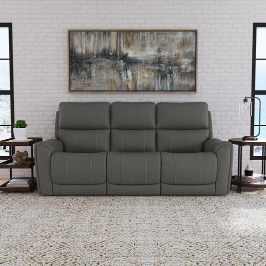 Flexsteel Carter Triple Power Reclining Sofa – Smoke Gray