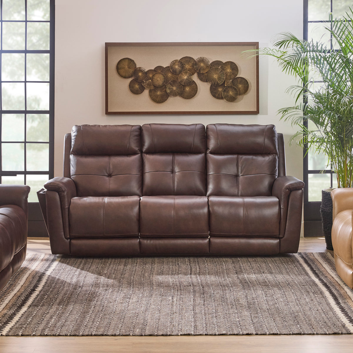 Flexsteel Ranger Leather Power Reclining Sofa – Rustic Brown