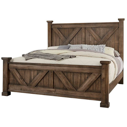 Cool Rustic - Queen X Bed With X Footboard - Mink