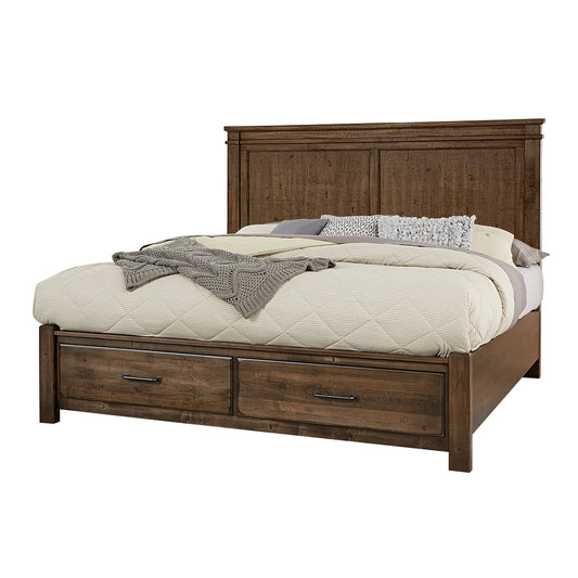 Cool Rustic - King Mansion Bed With Footboard Storage - Mink