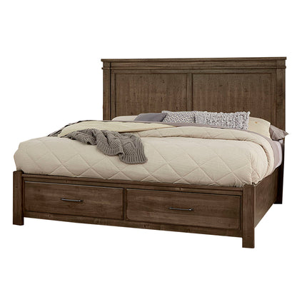 Cool Rustic - King Mansion Bed With Storage Footboard - Mink