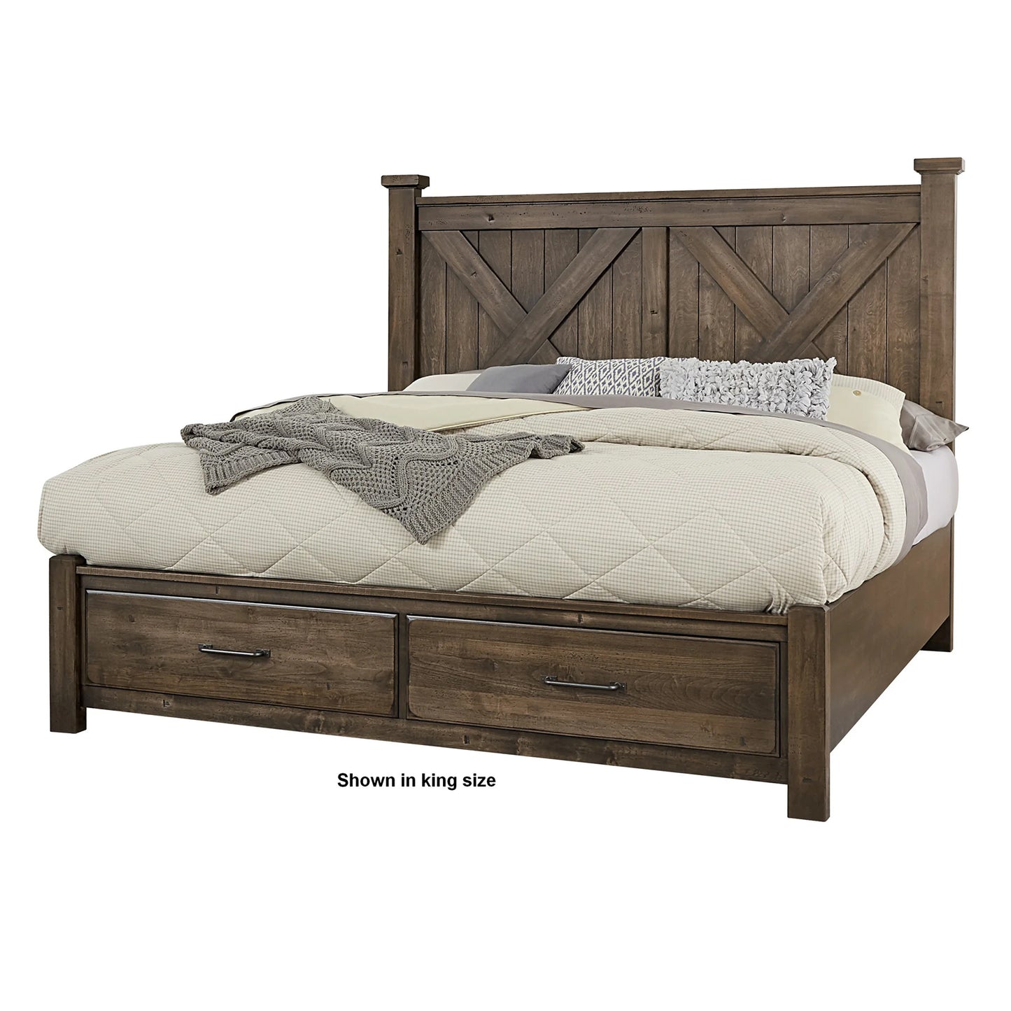 Cool Rustic - King X Bed With Storage Footboard - Mink