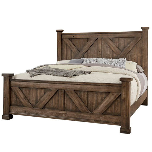 Cool Rustic - California King X Bed With X Footboard - Mink