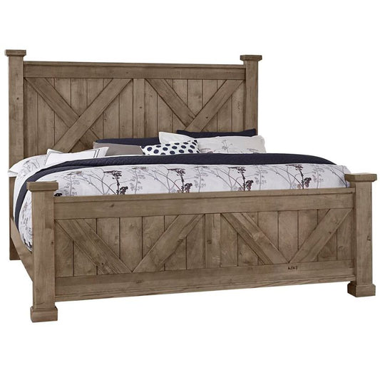 Cool Rustic - Queen X Bed With X Footboard - Stone Grey