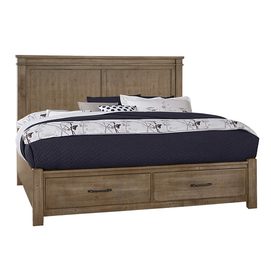 Cool Rustic - Queen Mansion Bed With Footboard Storage - Stone Gray