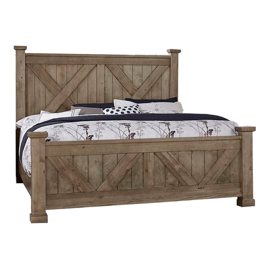 Cool Rustic - King X Bed With X Footboard - Stone Grey