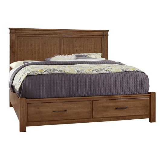 Cool Rustic - Queen Mansion Bed With Footboard Storage - Amber