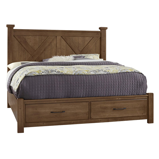 Cool Rustic - Queen X Bed With Storage Footboard - Amber