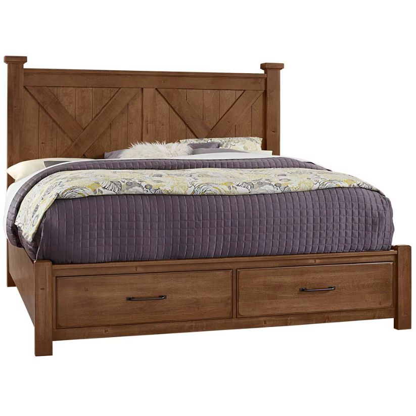 Cool Rustic - Queen X Bed With Footboard Storage - Amber