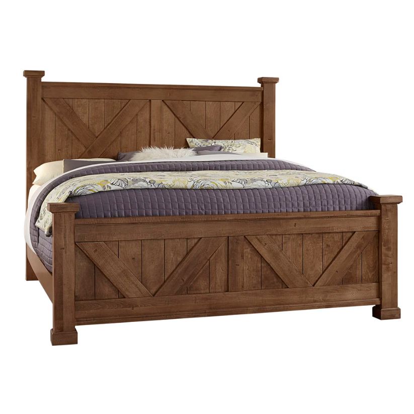 Cool Rustic - Queen X Bed With X Footboard - Amber