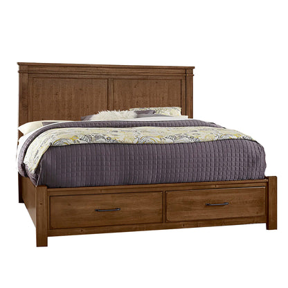 Cool Rustic - King Mansion Bed With Storage Footboard - Amber