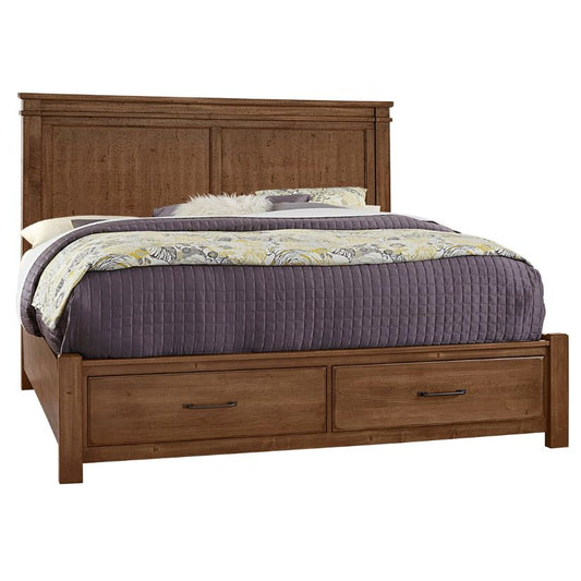 Cool Rustic - California King Mansion Bed Wih Storage Footboard - Amber