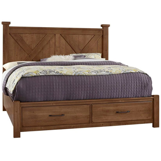 Cool Rustic - California King X Bed With Footboard Storage - Amber