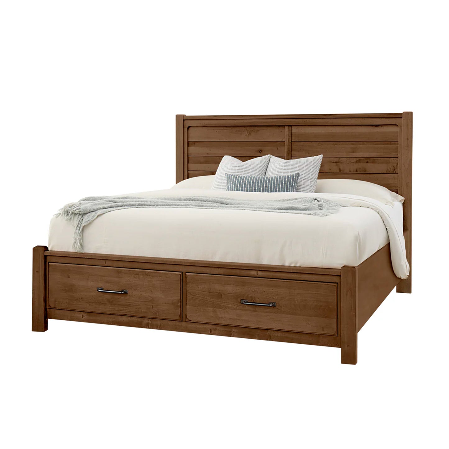 Cool Rustic - King Plank Bed With Storage Footboard - Amber